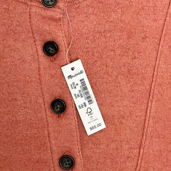 Madewell MWL Rust Cozybrushed Henley Button Pullover Top Relaxed Fit Size M NWT - Picture 6 of 14